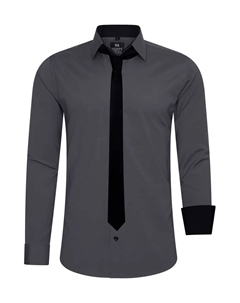 Рубашка с длинными рукавами и галстуком, антрацит Rusty neal