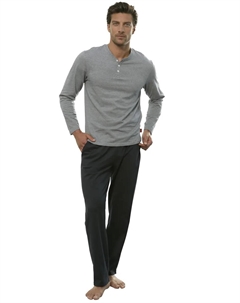 Пижама (2 шт., 1 шт.), меланжевый верх с планкой на пуговицах, синий S.oliver