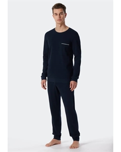 Пижама "Fine Interlock" (2 шт.), с круглым вырезом, синий Schiesser