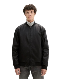 Джинсовый бомбер, без капюшона, искусственная кожа, с боковыми карманами Denim, черный Tom tailor