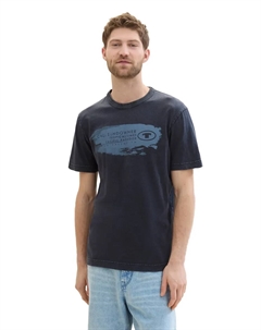 Рубашка с принтом, выглядит как после стирки, синий Tom tailor