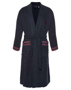 Мужской халат "Рой" (1 шт.), с контрастными полосками, халат, хлопок, S-4XL, цвет морской волны Bruno banani