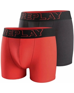 Трусы-боксеры "BOXER Style 2 T/C Cuff 3D logo 2pcs Box" (2 шт. в упаковке), с надписью логотипа на эластичном поясе, черный Replay