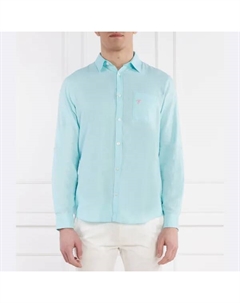 Льняная рубашка стандартного кроя, бирюзовый Guess