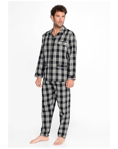 Мужская длинная серая фланелевая пижама, темно-серый El búho nocturno