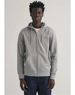 Толстовка с капюшоном "REG SHIELD FULL ZIP HOODIE", с вышитым логотипом на груди, серый Gant