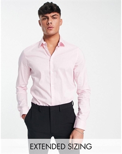 Розовая рабочая рубашка узкого кроя стрейч DESIGN Asos