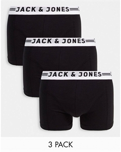 Комплект из 3 черных узких боксеров Jack & jones