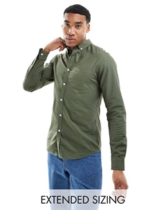 Узкая оксфордская рубашка хаки DESIGN Asos