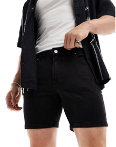 Черные джинсовые шорты скинни средней длины DESIGN Asos