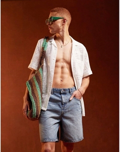 Джинсовые шорты стандартного кроя DESIGN в винтажном светло-голубом цвете Asos