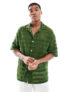 DESIGN — рубашка оверсайз с лацканами и горизонтальными кружевными деталями, связанными крючком Asos