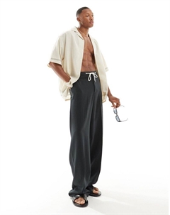 DESIGN — рубашка оверсайз с лацканами цвета экрю и контрастной строчкой Asos