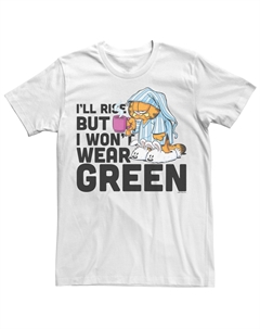 Мужская зеленая футболка с рисунком Garfield Wont Wear Licensed character