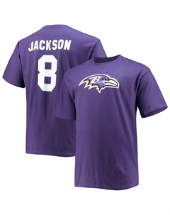 Мужская фиолетовая футболка с логотипом Lamar Jackson Baltimore Ravens Big & Tall с именем и номером игрока Fanatics