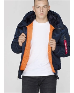 Куртка-бомбер "MA-1 HOODED", с капюшоном, цвет Replica Blue Alpha industries