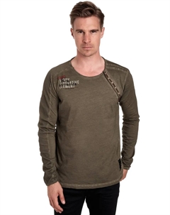 Рубашка с длинными рукавами и планкой на пуговицах по бокам, хаки Rusty neal