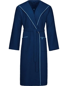 Мужской халат "Тизиан" (1 шт.), вафельная структура пике, с хлопковой окантовкой, синий Bugatti