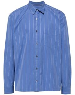 Хлопковая рубашка с принтом Vetical в полоску, синяя Paul smith