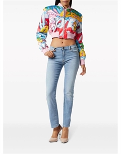 Укороченный атласный бомбер с логотипом, розовый Philipp plein