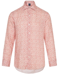 Льняная рубашка с цветочным принтом, красная Barba