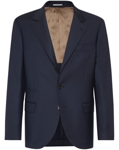 Однобортный пиджак из вирджинской шерсти, синий Brunello cucinelli