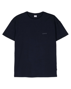 Хлопковая футболка с прорезиненным логотипом, синяя Aspesi