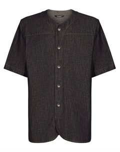 Джинсовая рубашка с вышитым логотипом, черный Dolce&gabbana