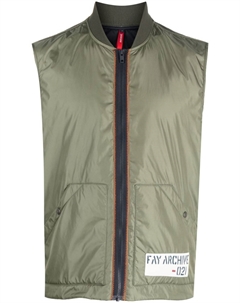 Жилет с контрастной строчкой и логотипом, зеленый Fay