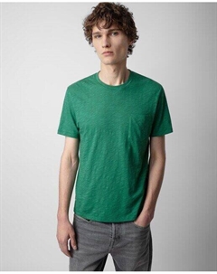 Мужская хлопковая футболка с короткими рукавами, зеленый Zadig&voltaire