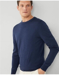 Мужской свитер с круглым вырезом, темно-синий Hackett