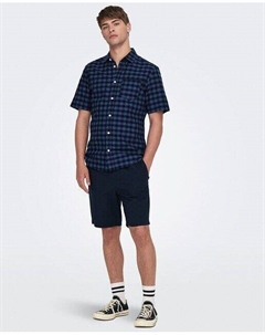 Мужские льняные брюки-бермуды, темно-синий Only & sons