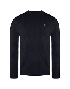 Джемпер с длинными рукавами и круглым вырезом из хлопка темно-синего цвета homme pima kn1621v z271, синий Lyle & scott