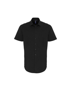 Рубашка из поплина стрейч с короткими рукавами, черный Premier