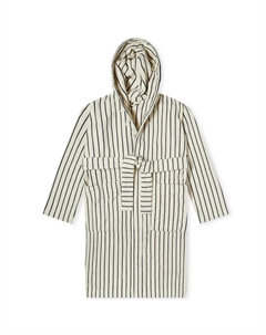 Халат махровый в полоску, кремовый/темно-зеленый Tekla fabrics