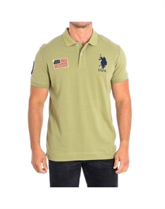 Поло Jare с короткими рукавами и контрастным воротником с лацканами 64777 мужское U.S. Polo Assn, зеленый U.s. polo assn.