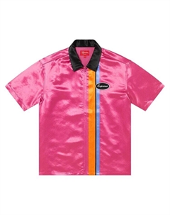 Рубашка Satin Zip Up Short-Sleeve Work Shirt, розовый Supreme