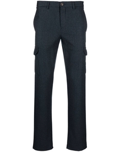 Шерстяные брюки карго узкого кроя, синий Canali