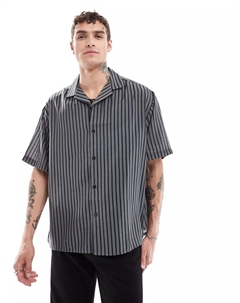 Рубашка Design Oversized Revere Sheer Stripe, черный Asos