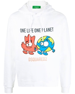 Худи с кулиской и графичным принтом, белый Dsquared2
