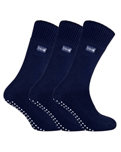 3 пары мужских носков-тапочек на флисовой подкладке с захватами темно-синего цвета, синий Thmo