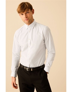 Легкая в уходе рубашка с воротником-клапаном и одинарными манжетами, белый Next