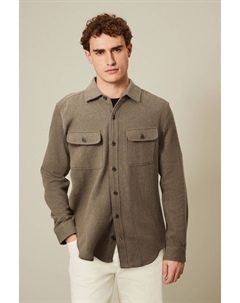 Куртка-Рубашка из чесаного хлопка с карманами, коричневый Next