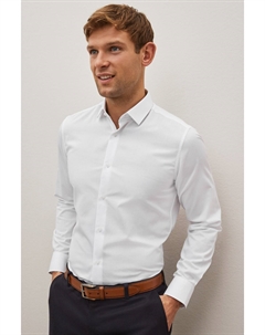 Текстурированная рубашка с простыми в уходе одинарными манжетами, белый Next