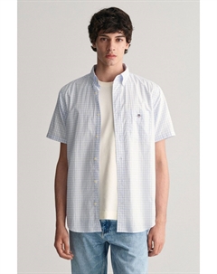 Рубашка стандартного кроя с короткими рукавами из поплина с узором в клетку виши, синий Gant