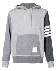 Пуловер с капюшоном и полосками, серый Thom browne