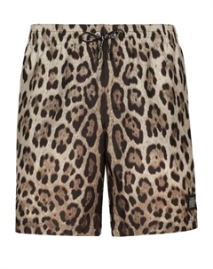Плавки-шорты с леопардовым принтом, нейтральный цвет Dolce&gabbana