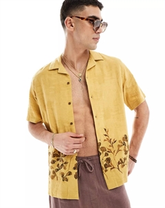 Рубашка Design Relaxed Revere With Floral Jacquard, желтый Asos