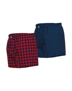 Тканые боксеры, упаковка из 2 шт. - нижнее белье, трусы, хлопок, логотип, клетка, однотонный, цвет Rot Dunkelblau Ceceba