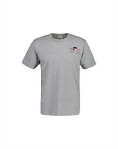 Мужская футболка - REG ARCHIVE SHIELD EMB, круглый вырез, короткие рукава, вышивка, серый Gant